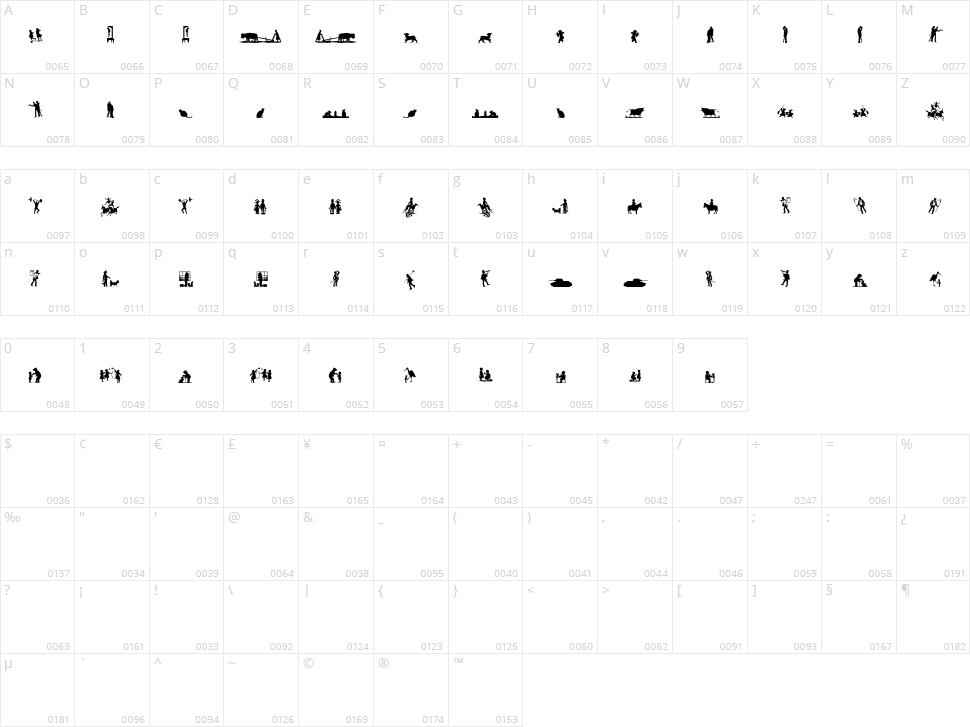 Mixed Silhouettes Five Character Map