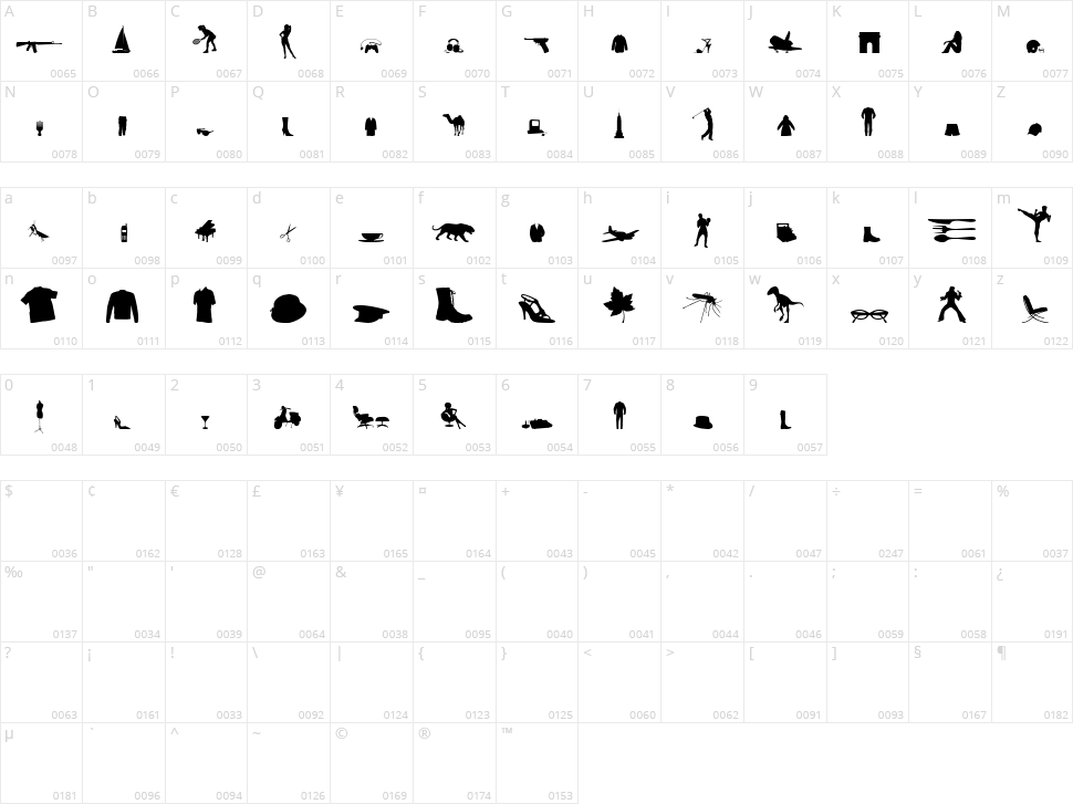 Mixed Silhouettes Free vol 4 Character Map