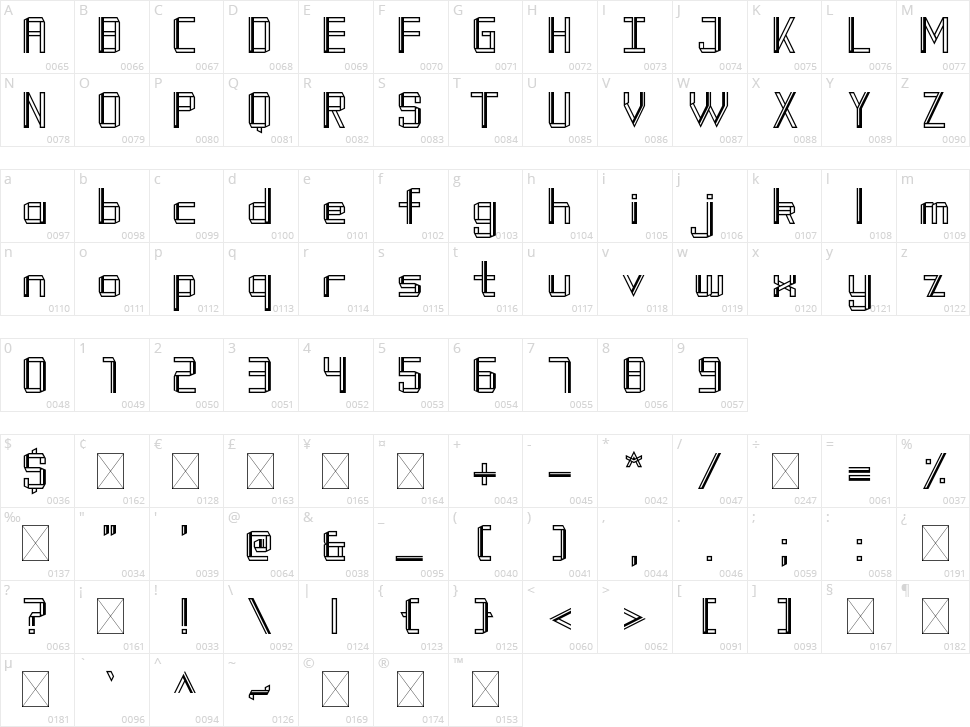 Modern Fold Character Map