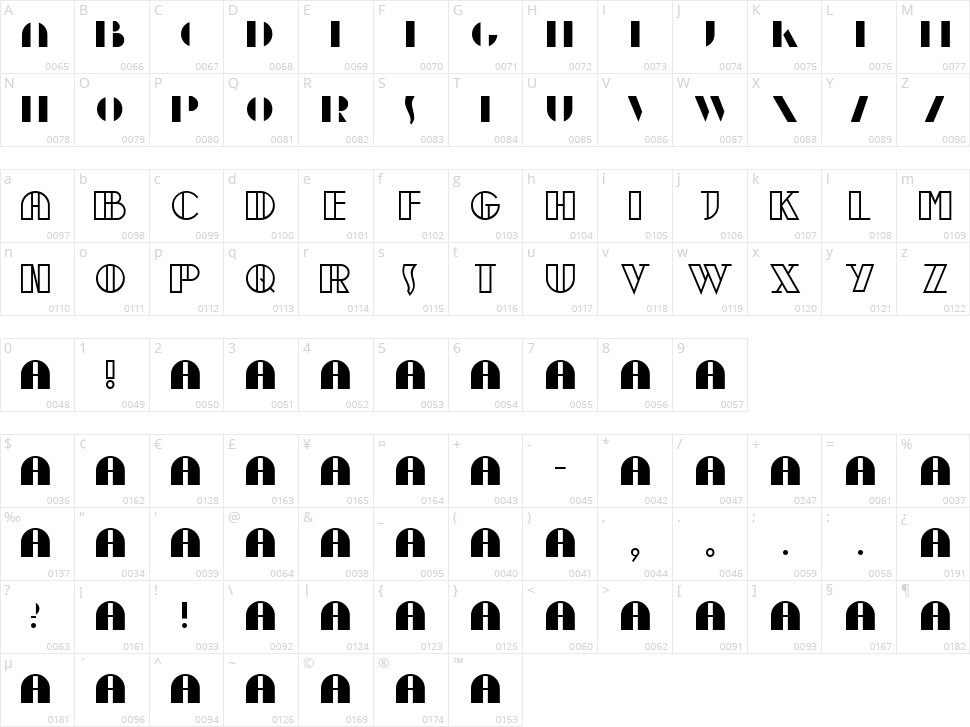 Moebius Character Map