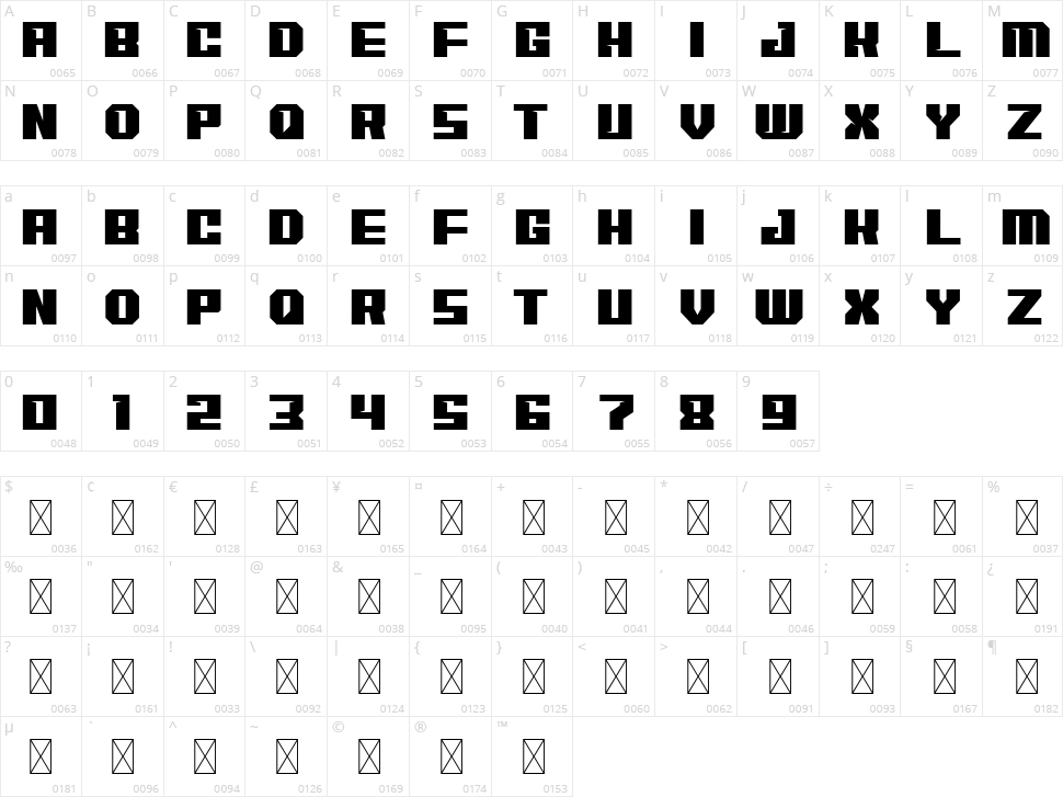 Monocoque Character Map