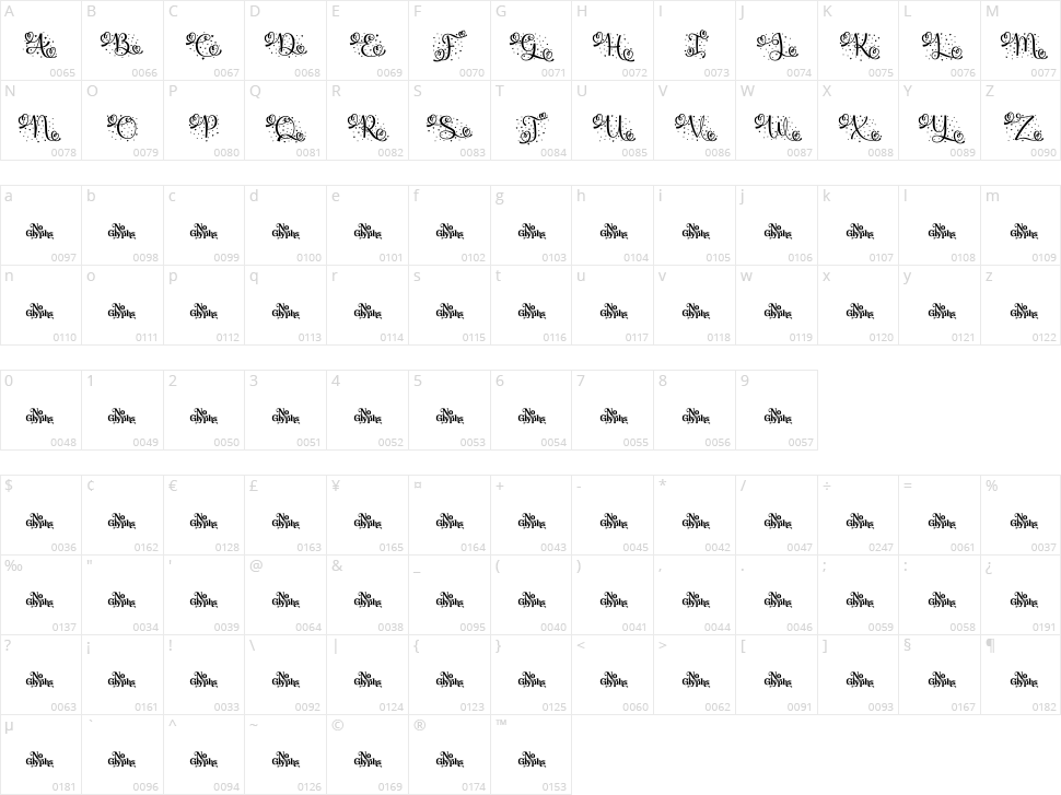 Monogram Love Character Map