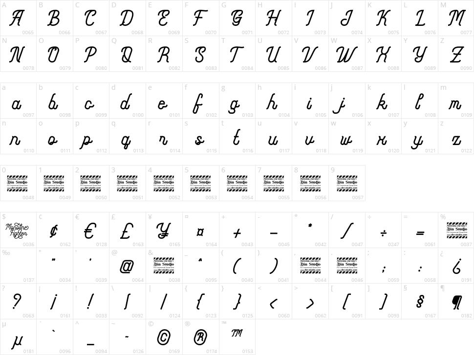 Monoline Fighter Character Map