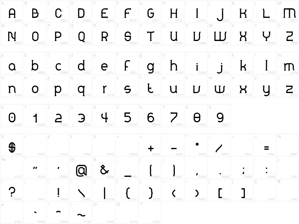 Monorail Character Map