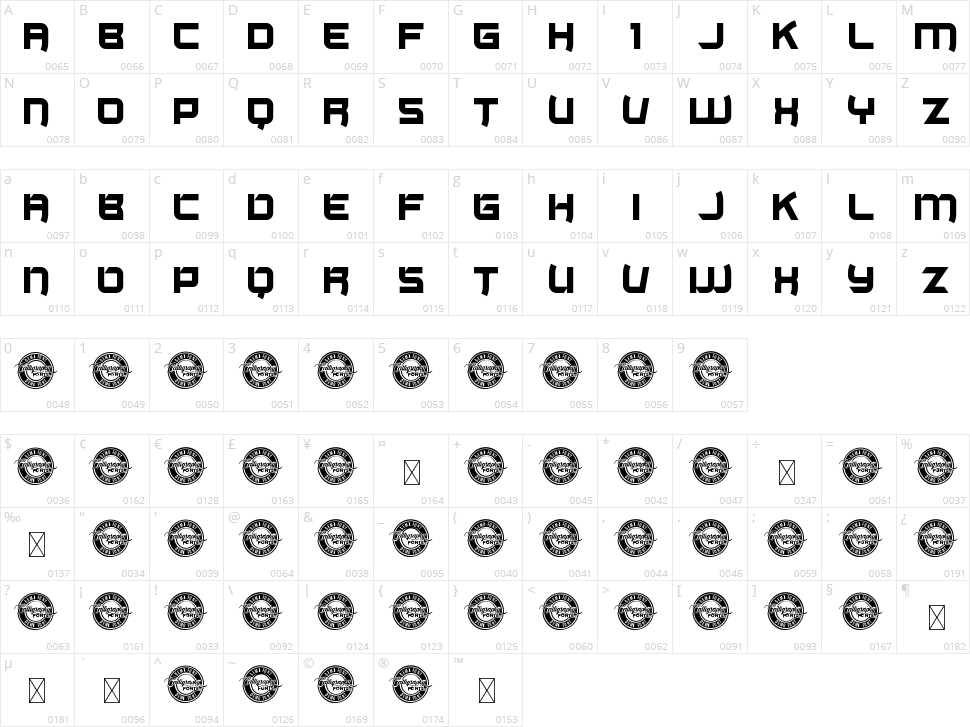 Monoscreen Character Map