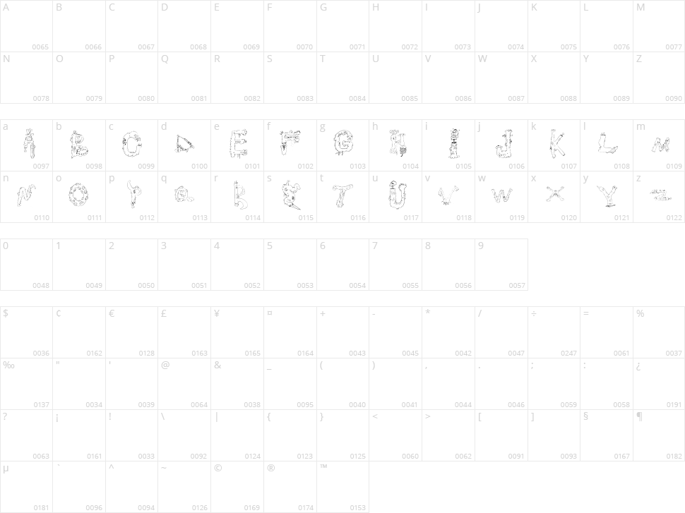 Monstros Character Map