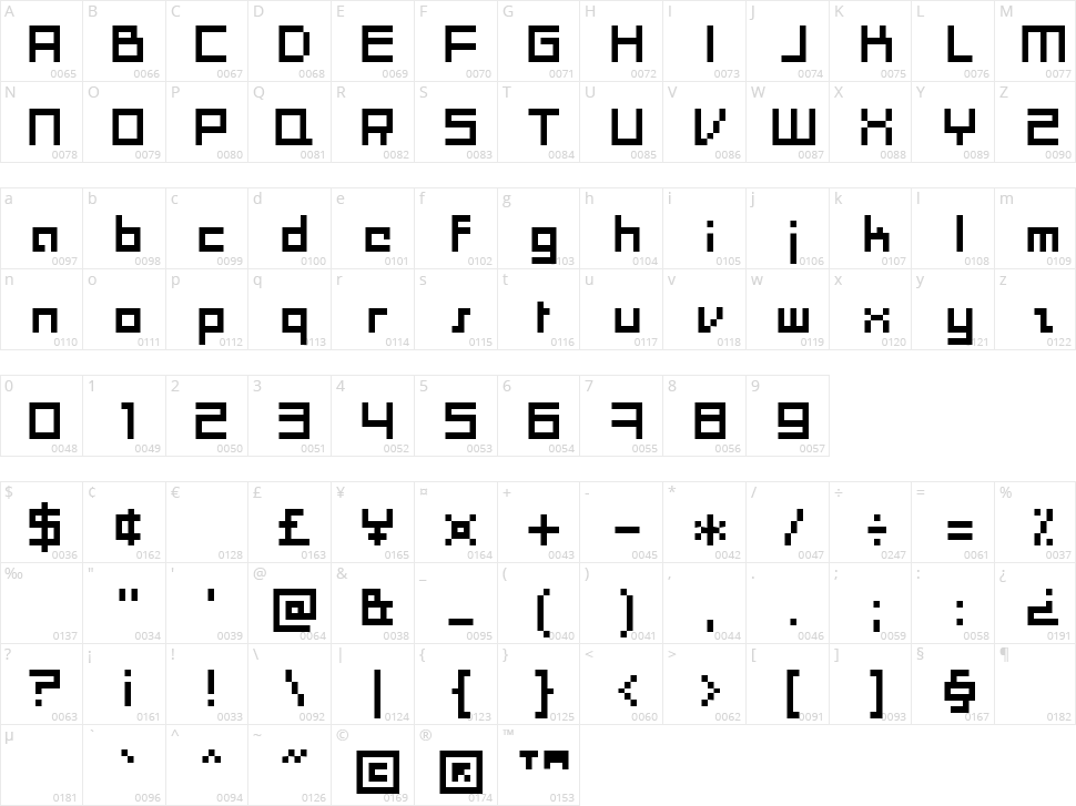Moonracer Character Map