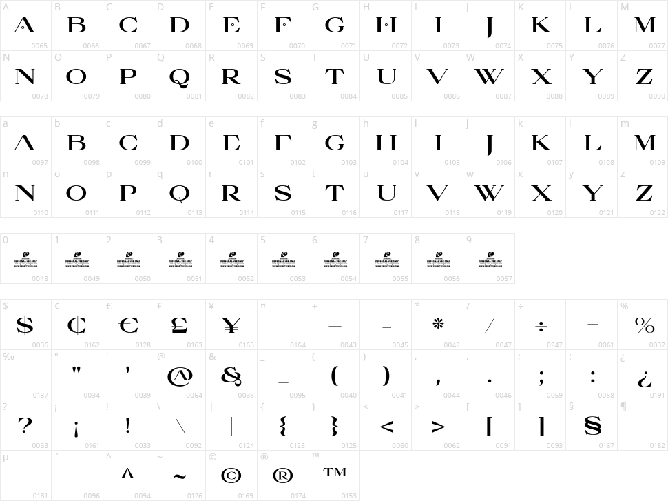 Morlac Character Map