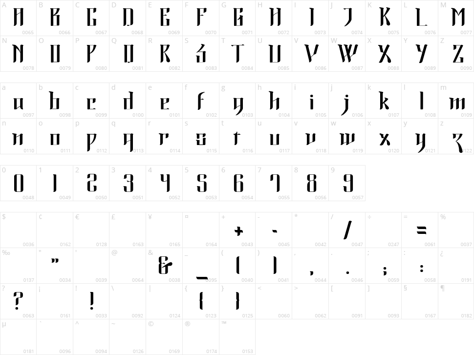 Morning Calm Character Map