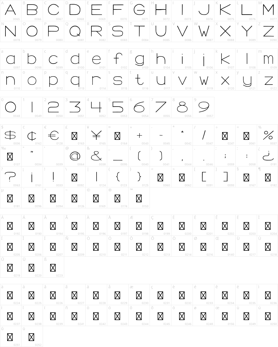 Morning Crescent Character Map