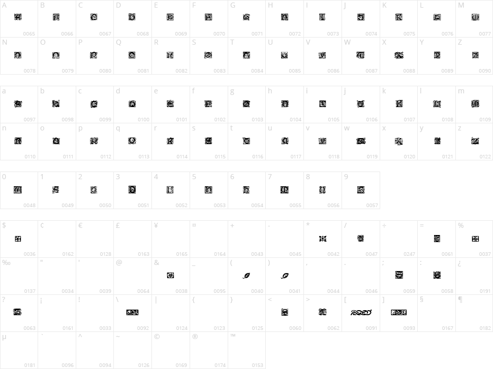 Morris Jenson Initialen Character Map