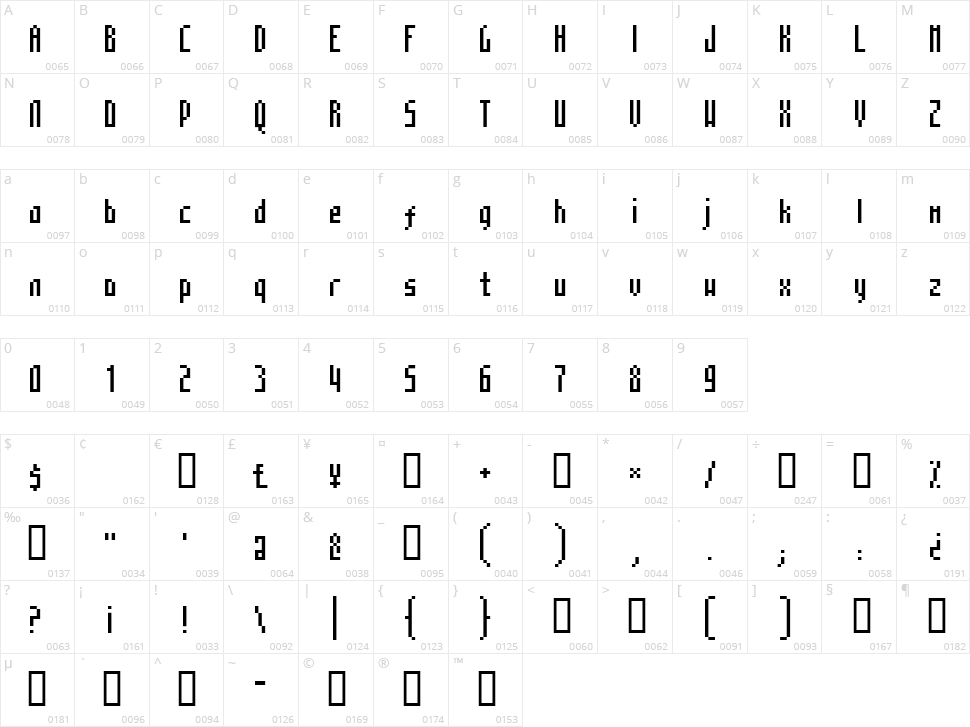 Mosaico Character Map
