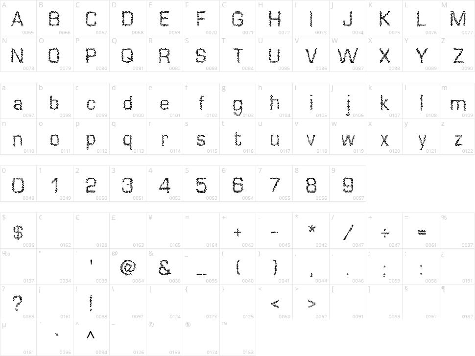 Mosaique Character Map
