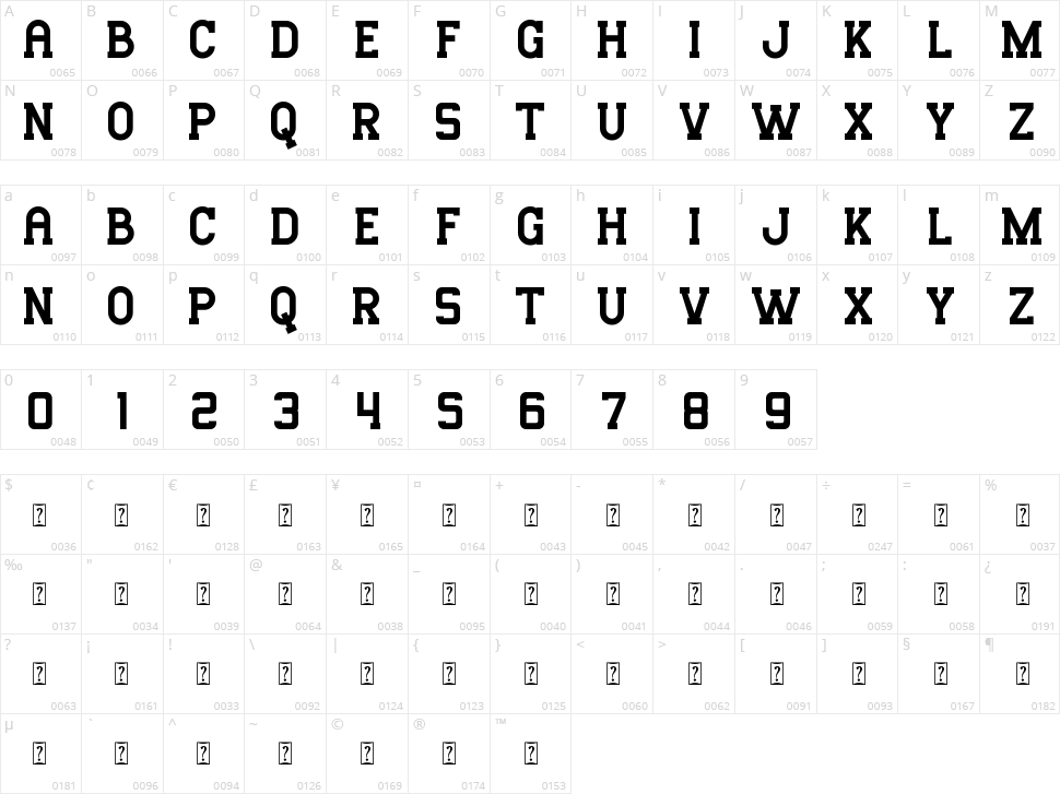Mousony Character Map