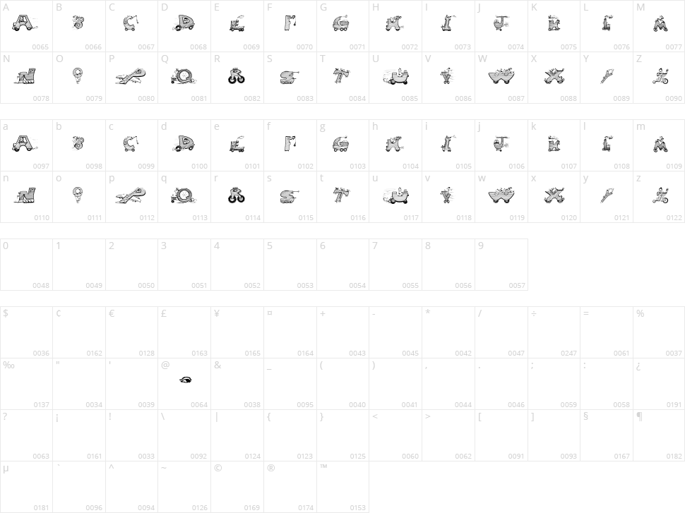 Moving Letters Character Map