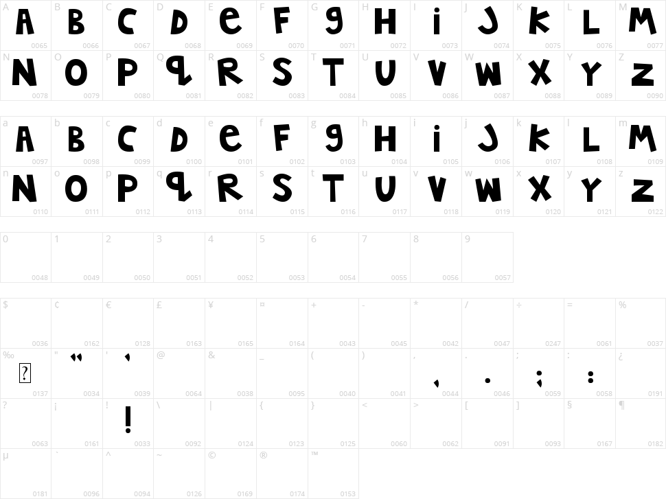 MTF Jumpin' Jack Character Map