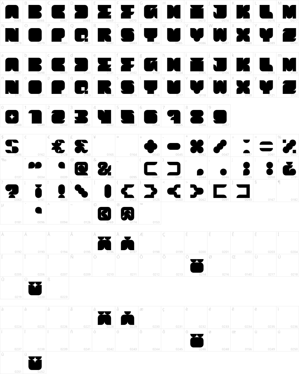 Much Bolder Character Map