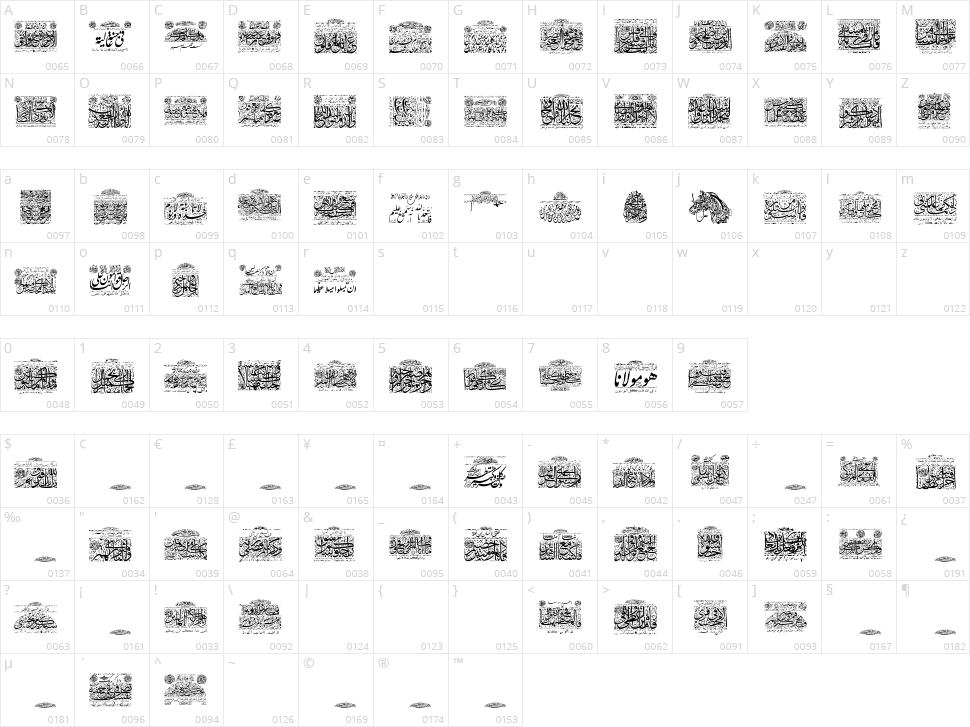 My Font Quraan 1 Character Map