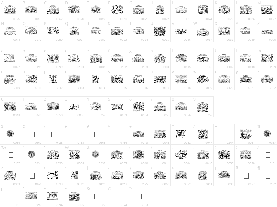 My Font Quraan 3 Character Map