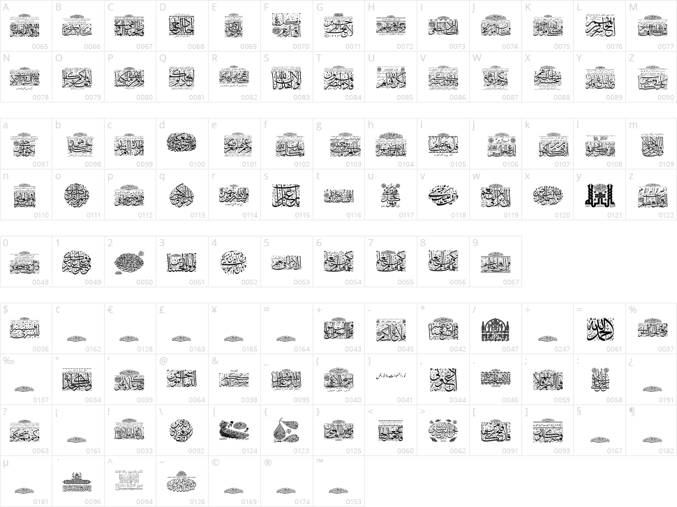 My Font Quraan 5 Character Map