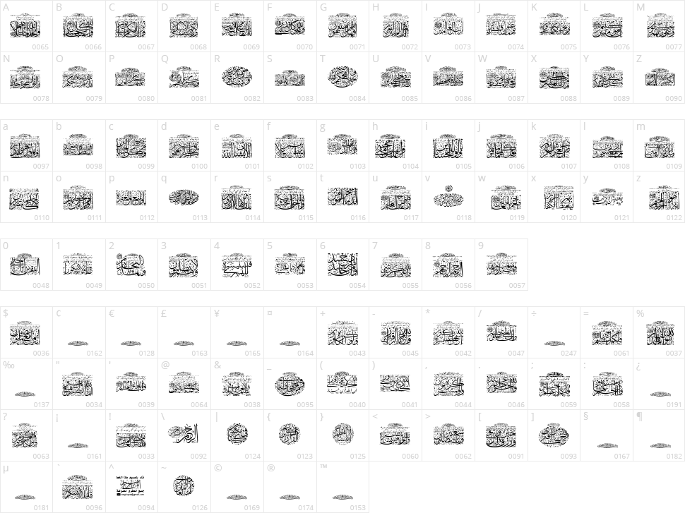 My Font Quraan 9 Character Map