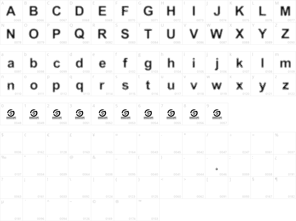 Myopium Character Map