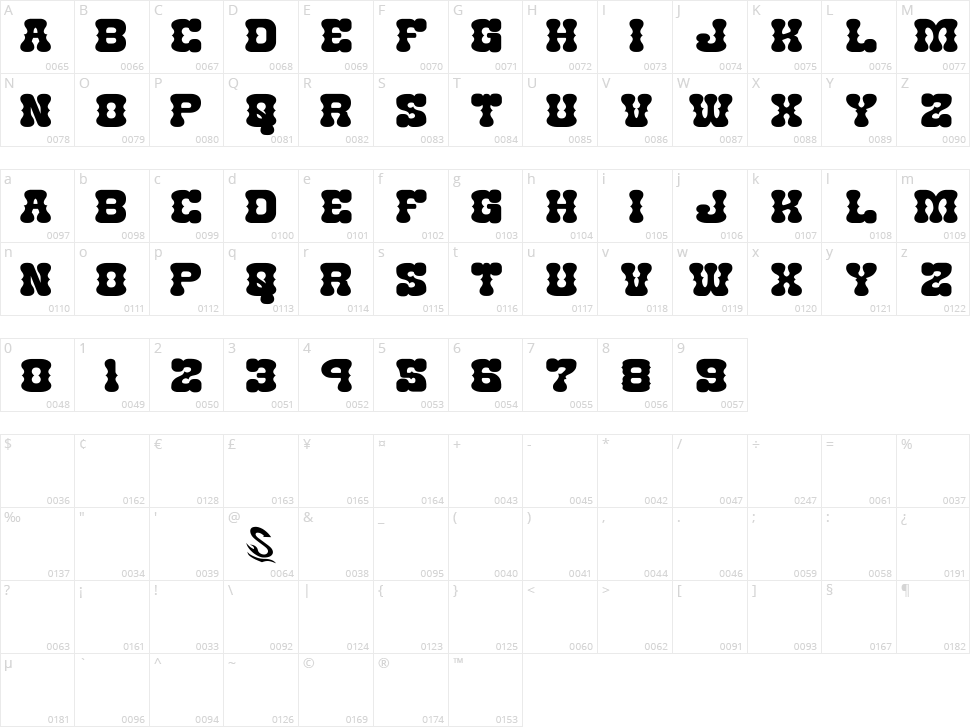 Nantoka Western Character Map