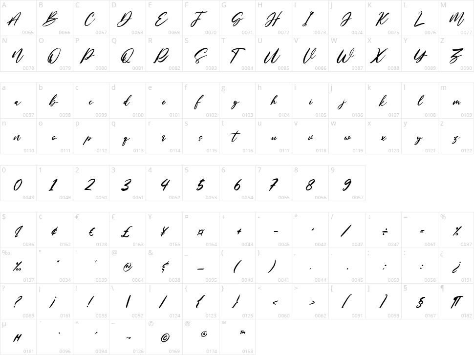 Nastyflashy Character Map