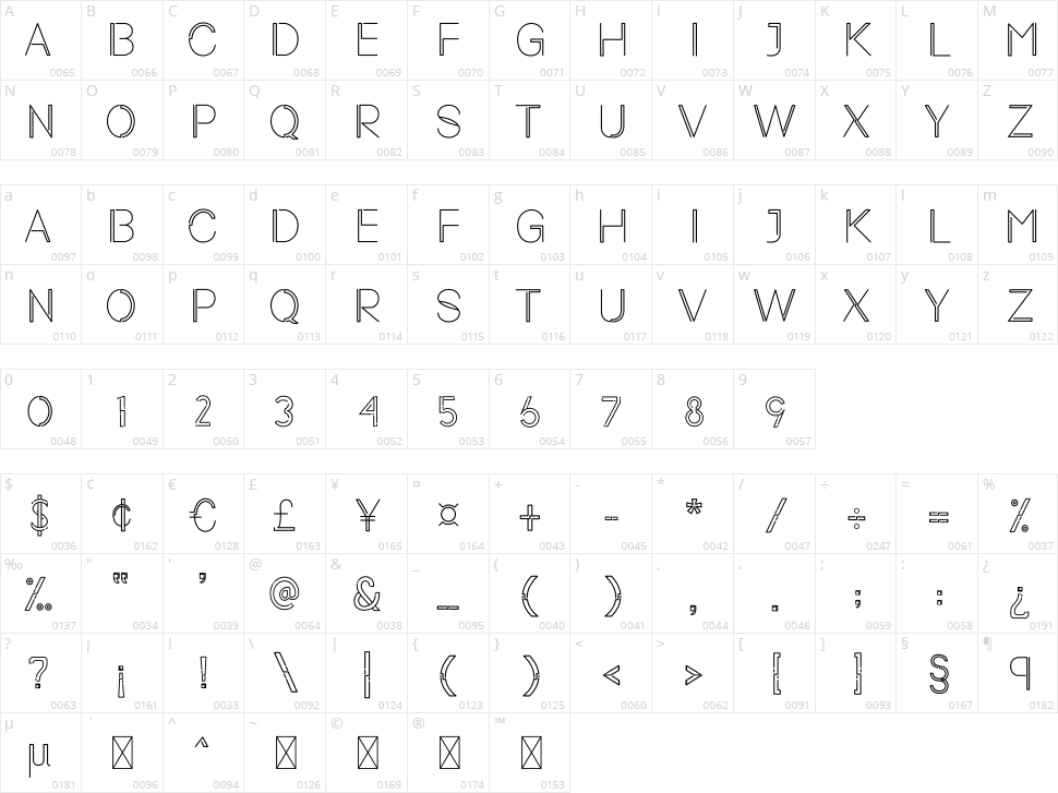 Neon Light Character Map