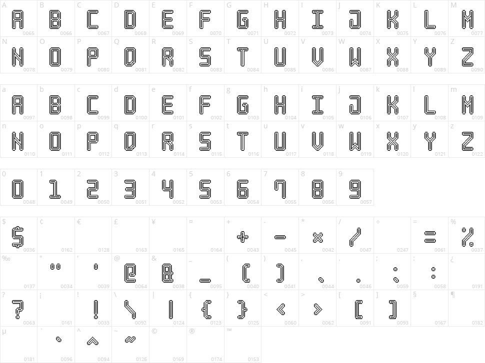 Neon Pixel-7 Character Map