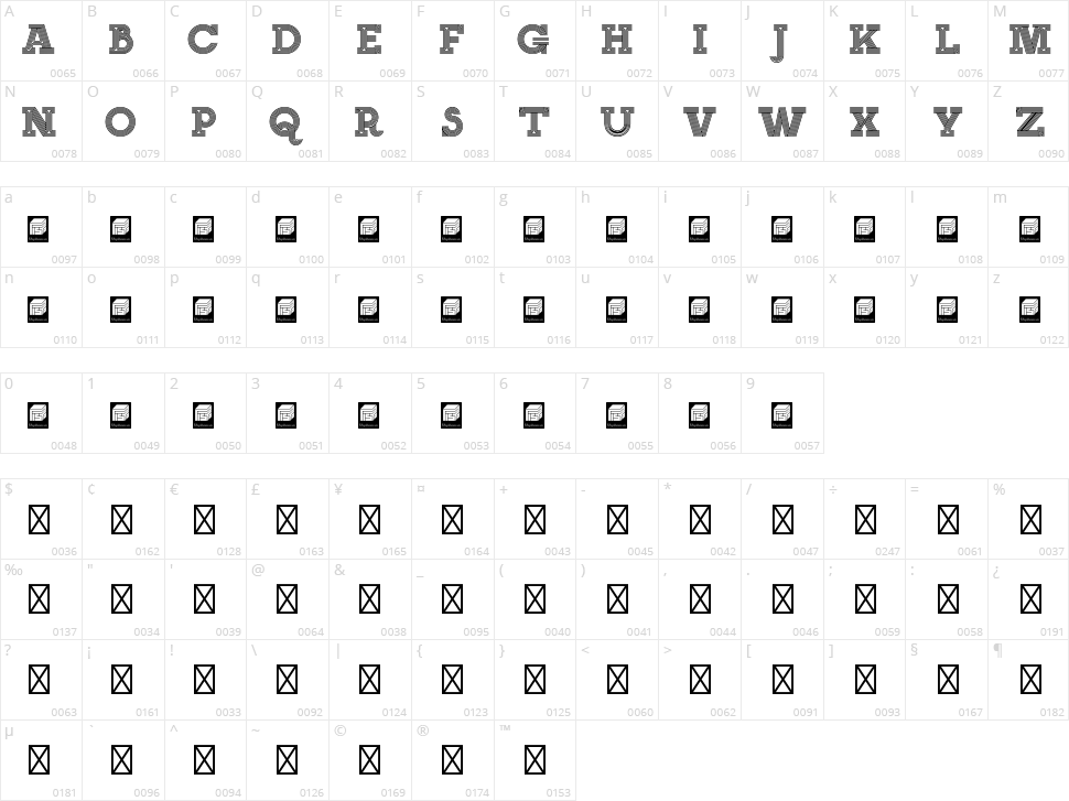 Neon Serif Character Map
