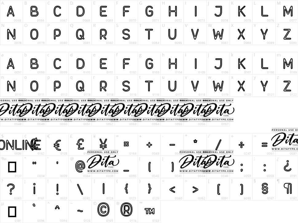 Neonline Character Map