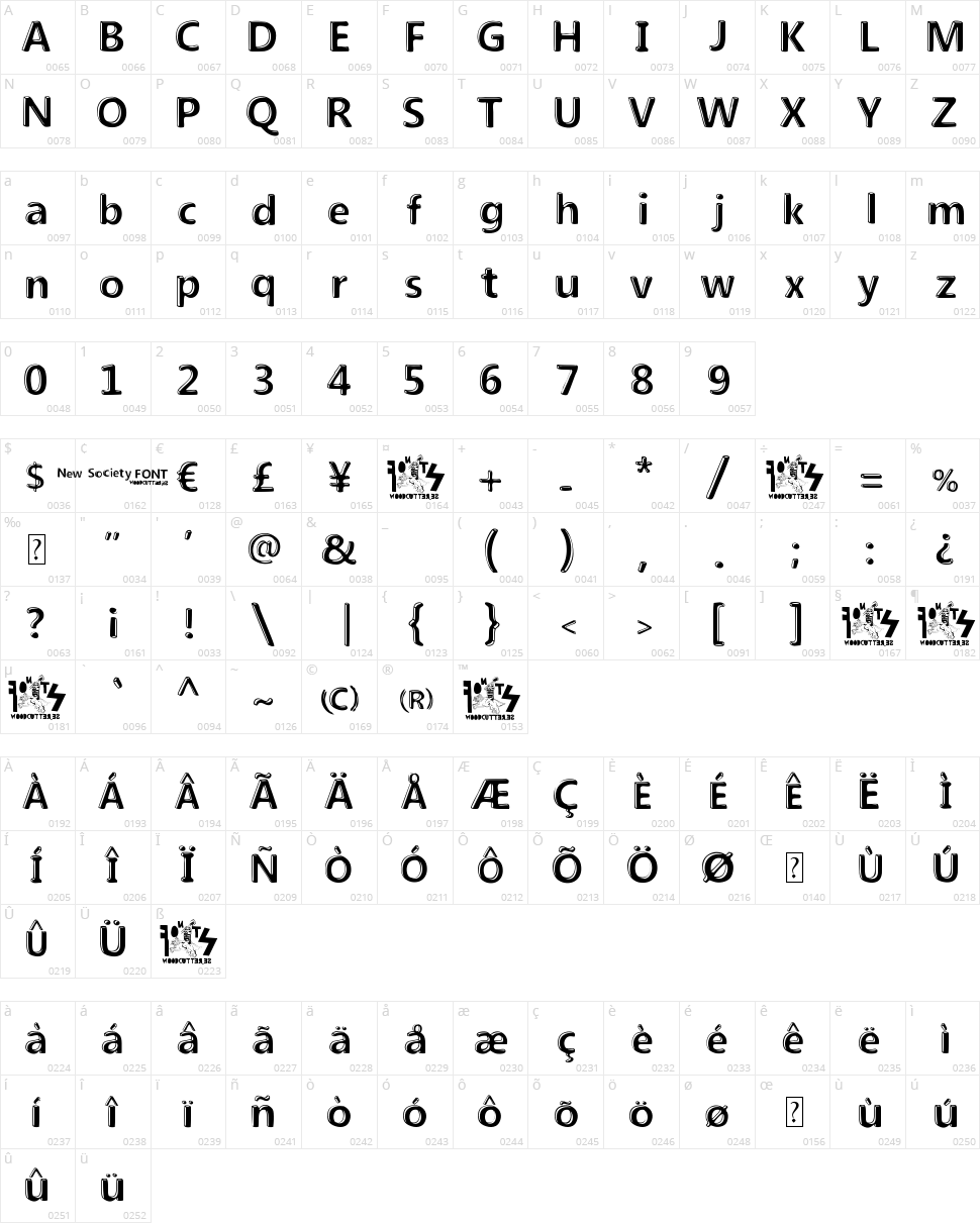 New Society Character Map