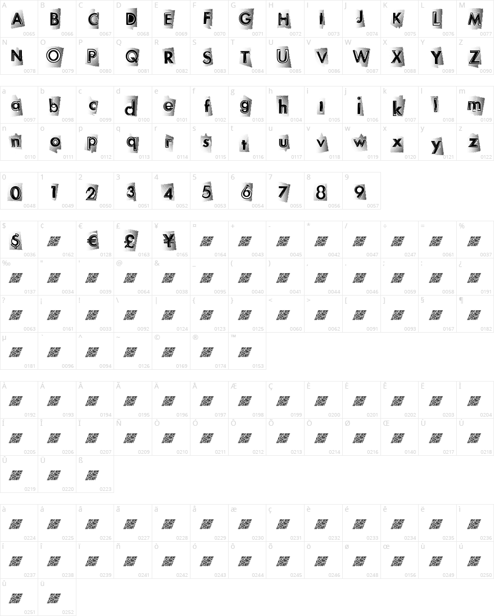 NewHighs Character Map