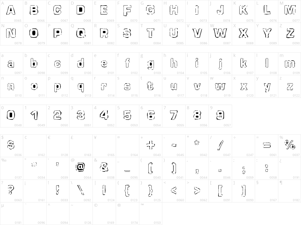 Newstile Character Map