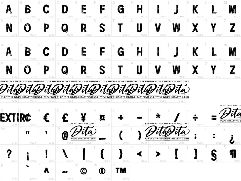 Nextir Brush Character Map