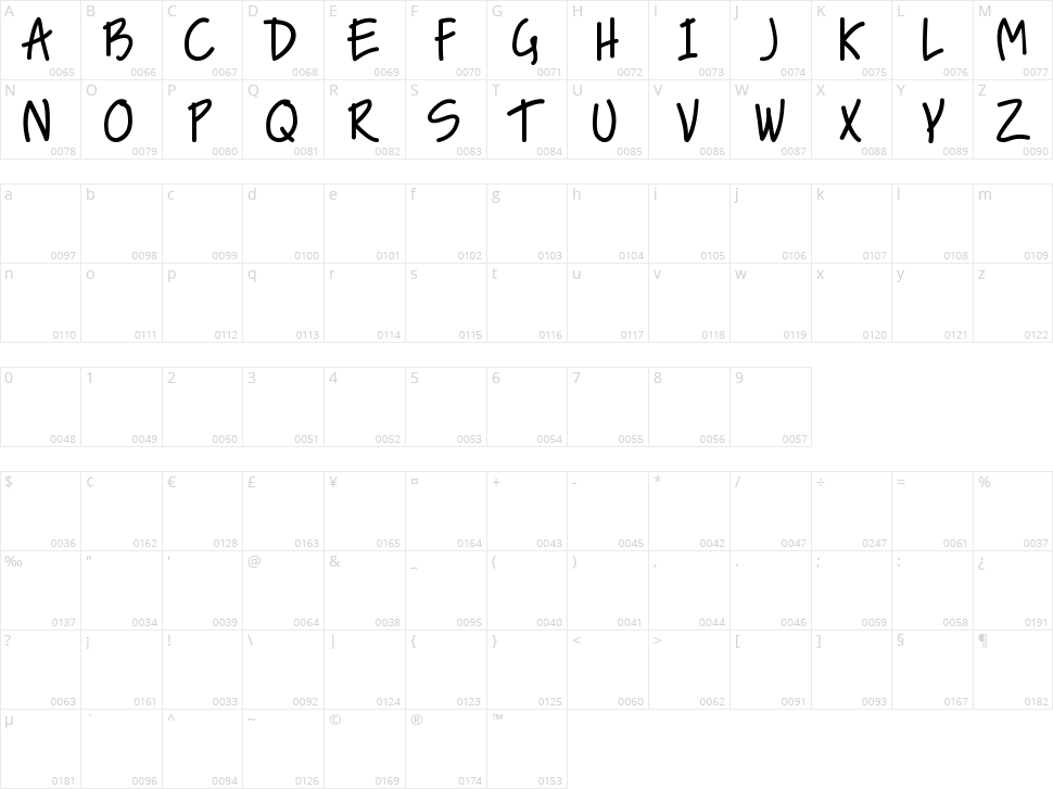 Nice Love The Simple Font Character Map