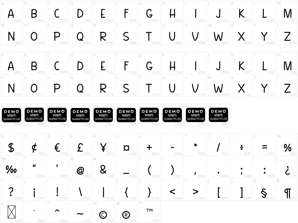 Nicemilk Character Map