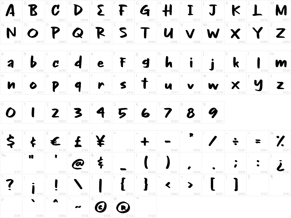 Night Glow Character Map