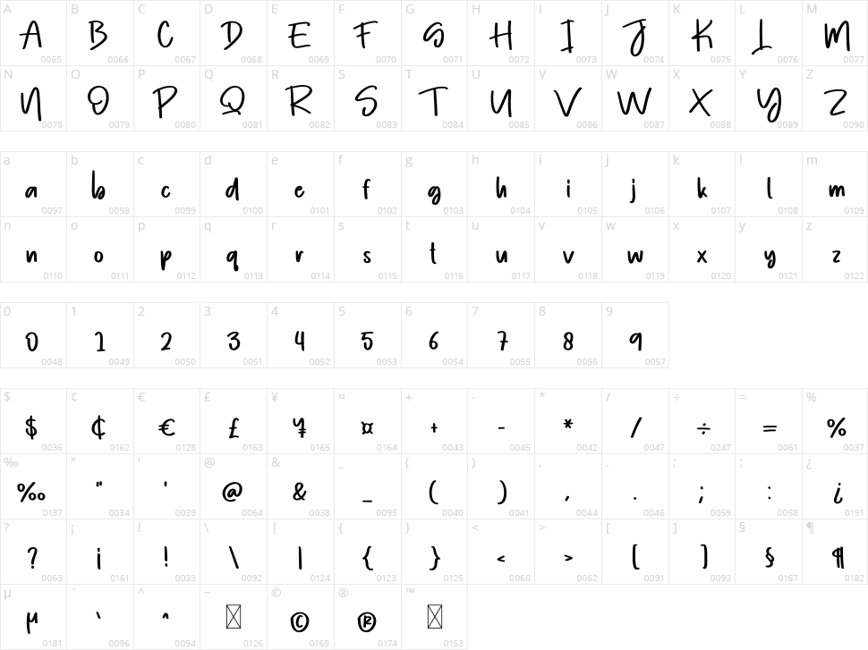 Night Light Character Map
