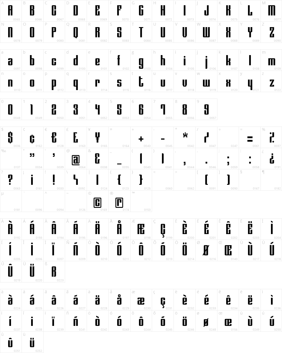 Night Train 382 Character Map