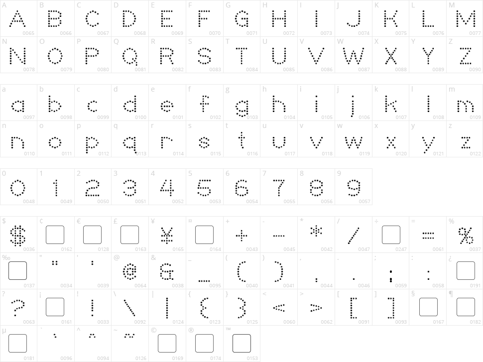 Niteclub Character Map