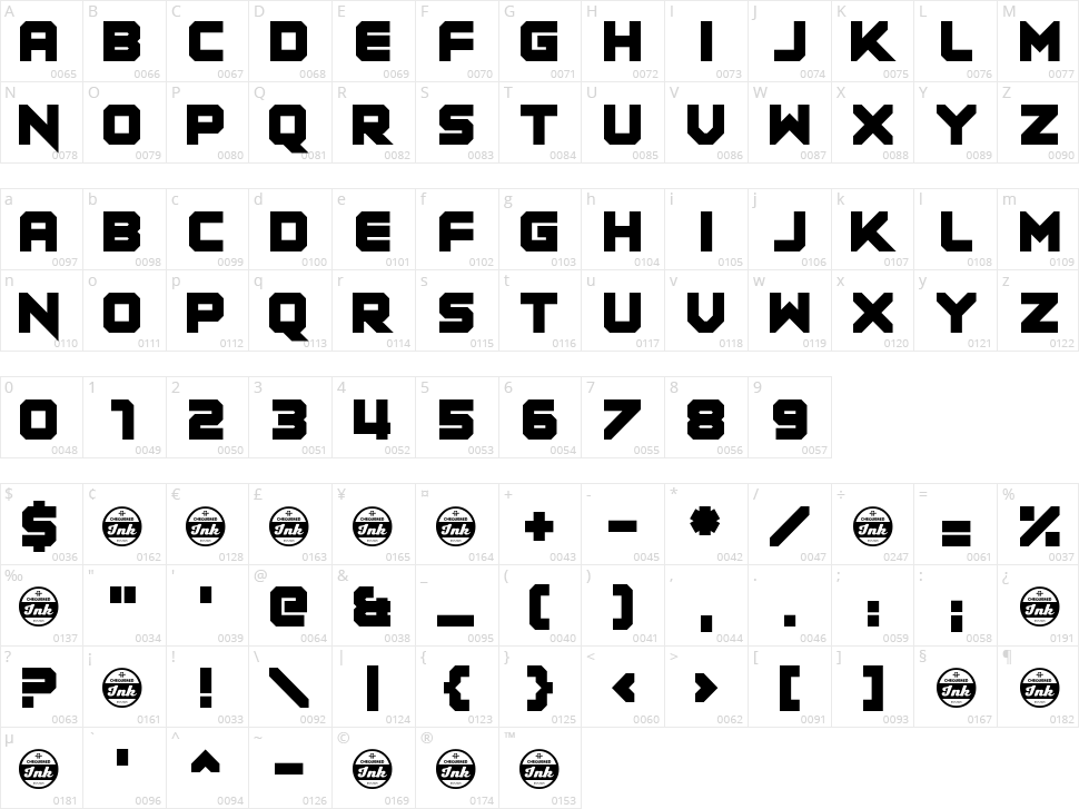 No Flicking Thanks! Character Map