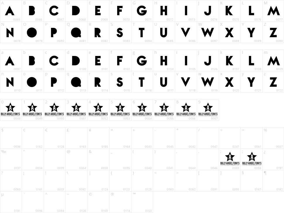Nova Solid Character Map