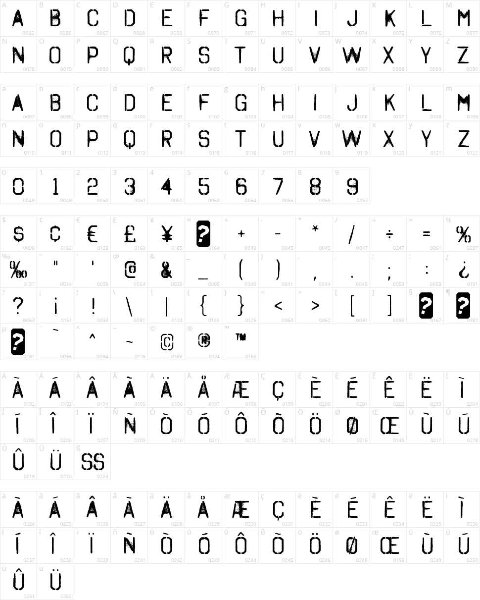 Octin Spraypaint Free Character Map