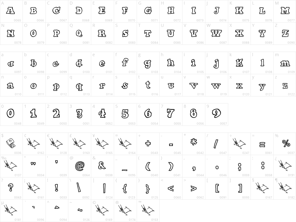 Ode 2 Paste Up Character Map