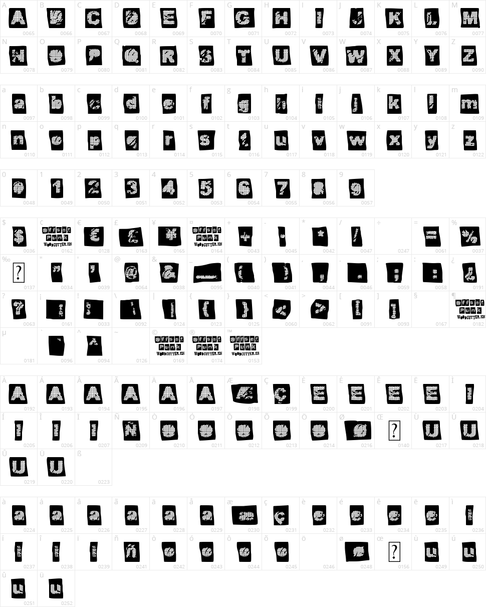 Offset Punk Character Map