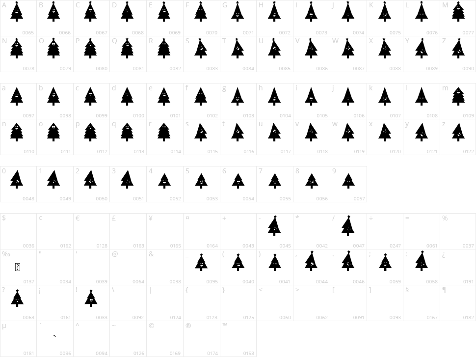 Oh Christmas Ding Character Map