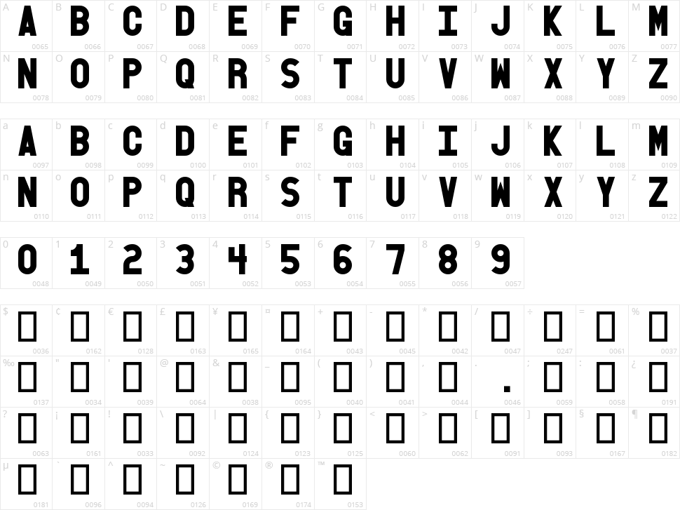 Old Block Character Map