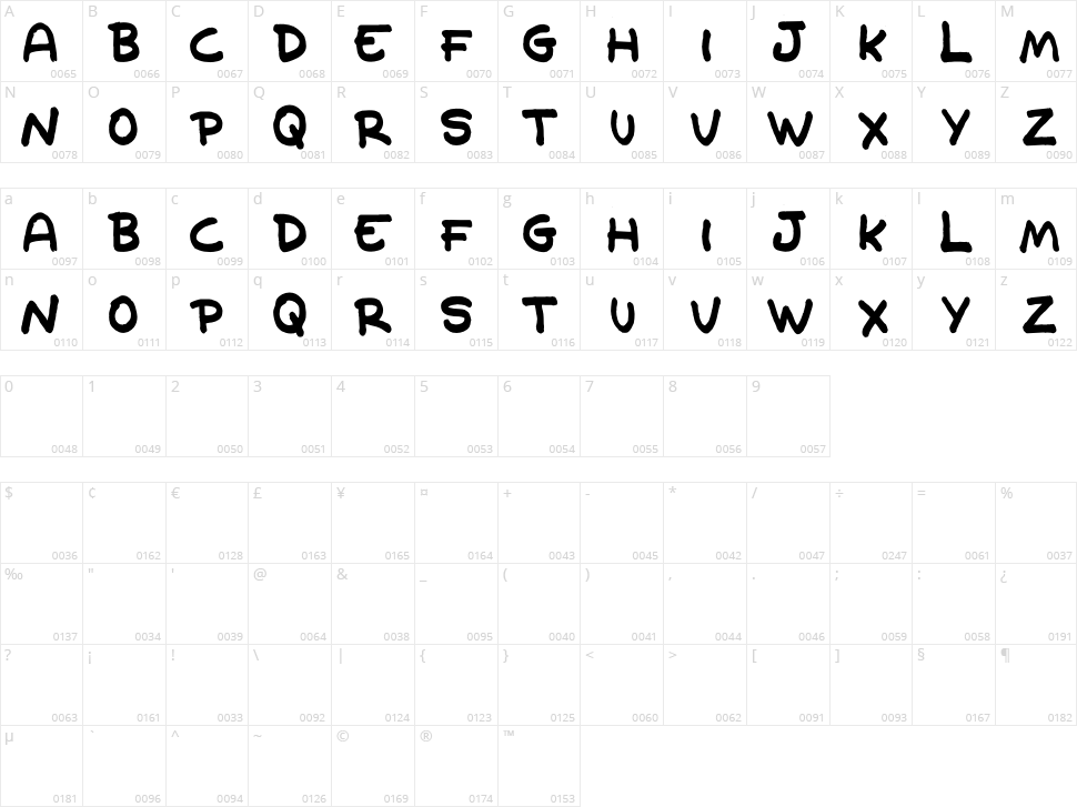 Old Cave Character Map